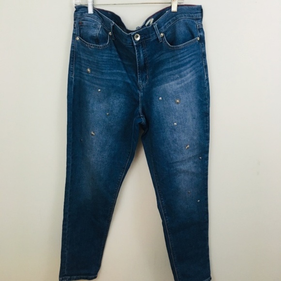 Seven7 Denim - Seven7 Jewel Embellished High Rise Girlfriend Jean